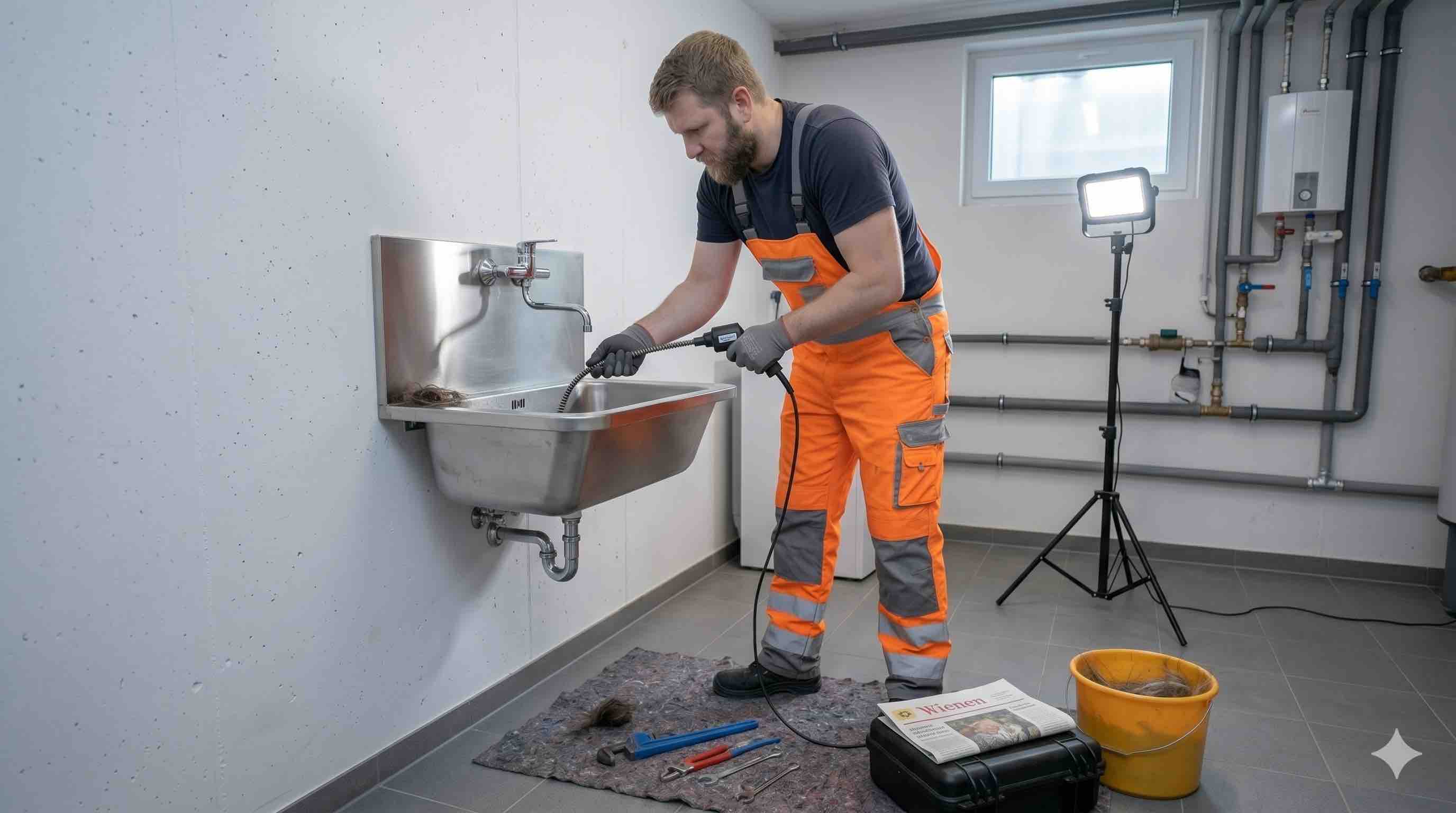 Waschbecken im Keller verstopft